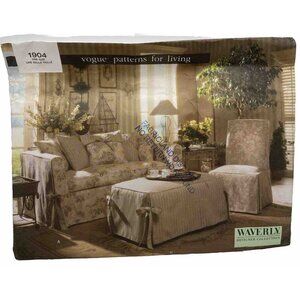 Vogue Waverly Designer 1904 Slipcovers Sofa Ottoman Sewing Pattern Decor Uncut